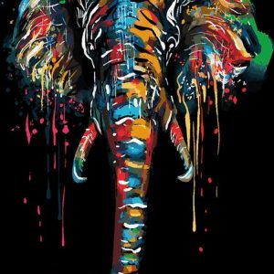 Toile Tête d'Éléphant Colorée