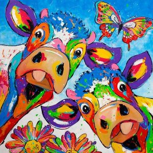 Toile Vaches & Papillon