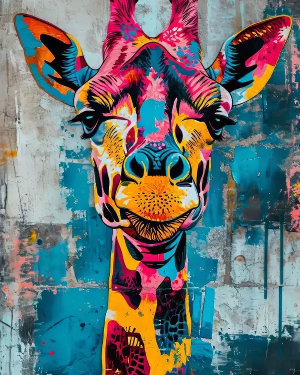 Tableau girafe pop art