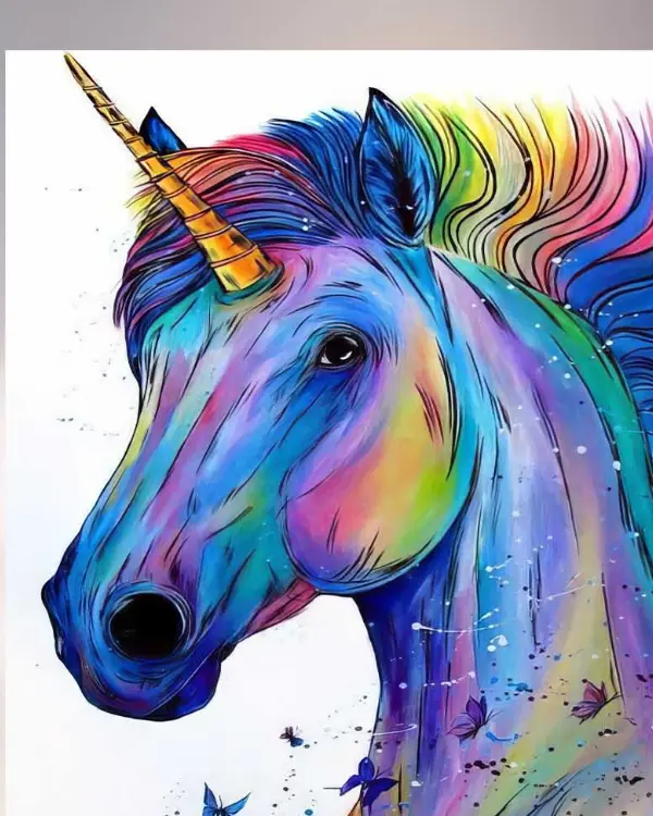 Tableau licorne arc-en-ciel