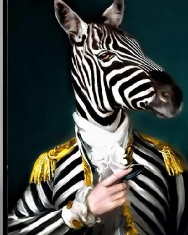 Tableau zèbre habillé en costume